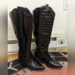 Black Fringe Boots